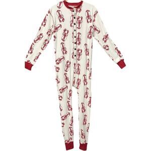Lazy One Trap Door Adult Lobster One Piece Flapjack Pajamas Nautical Size Small